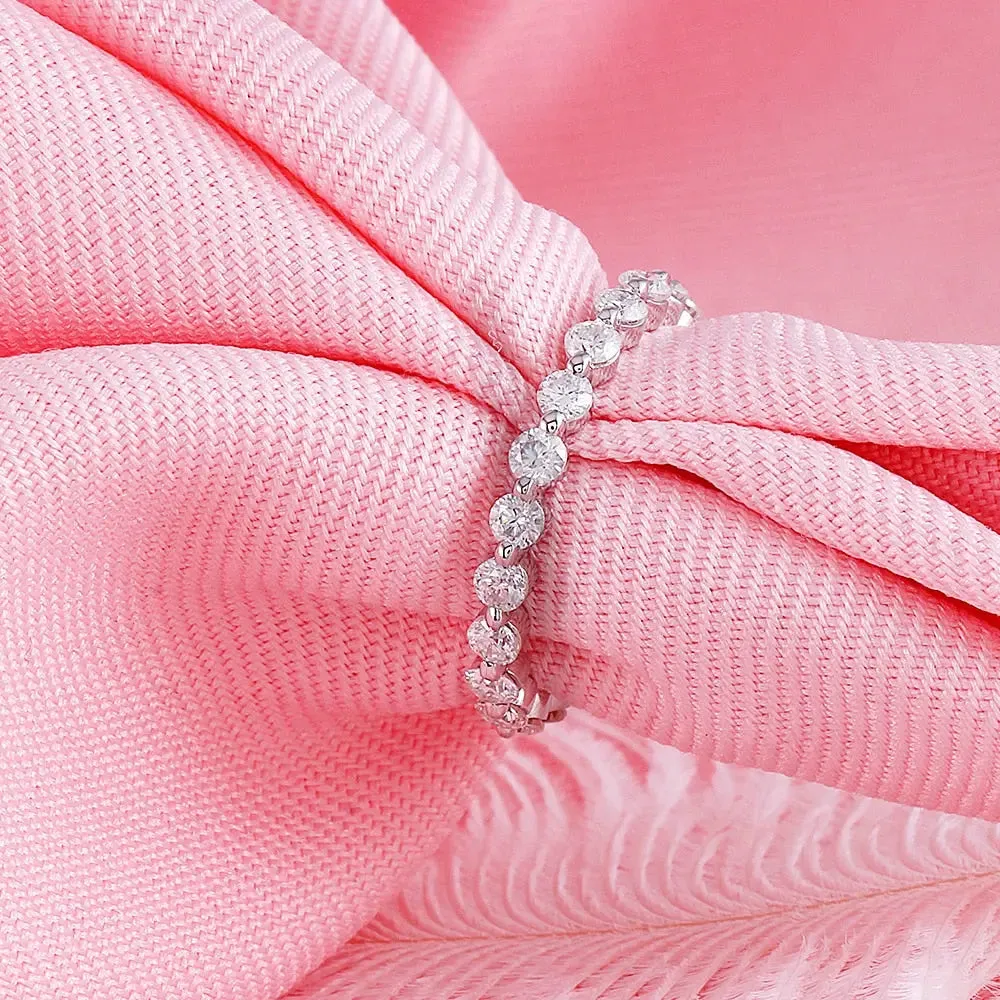 14k White Gold Moissanite Eternity Ring 1ct Total