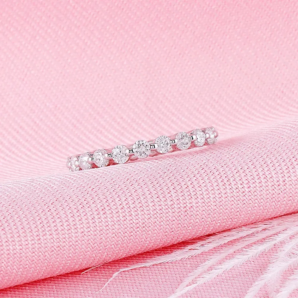 14k White Gold Moissanite Eternity Ring 1ct Total