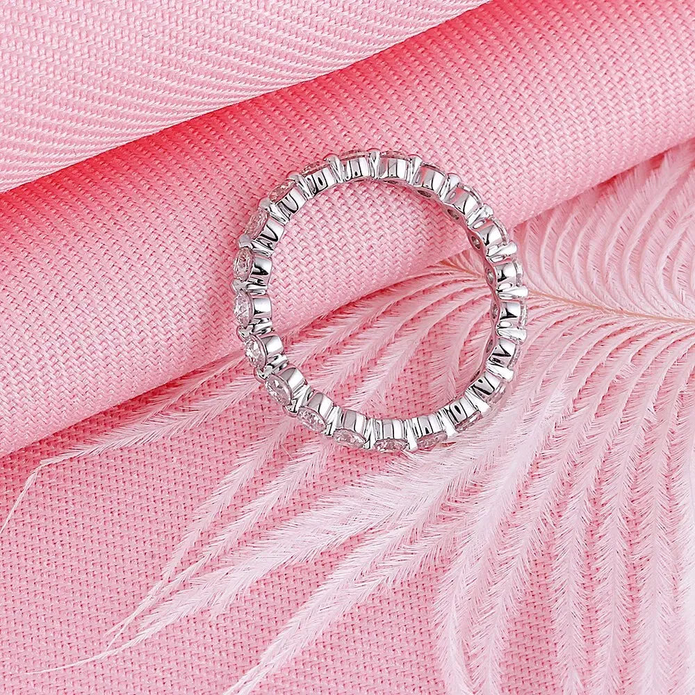 14k White Gold Moissanite Eternity Ring 1ct Total