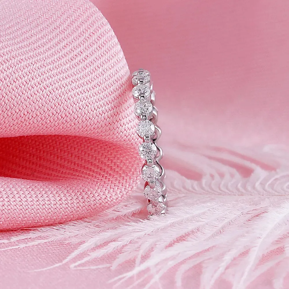 14k White Gold Moissanite Eternity Ring 1ct Total