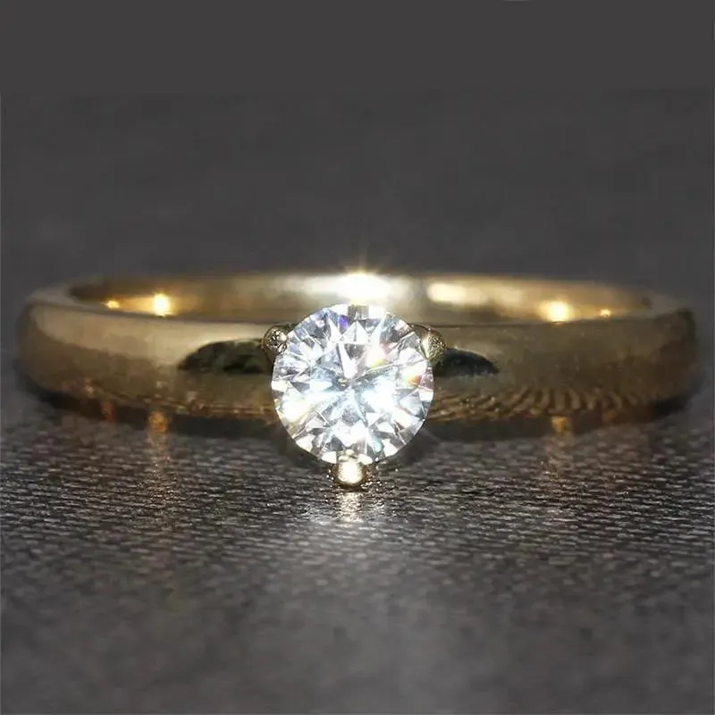 14k Yellow Gold Solitaire Moissanite Ring 0.4ct