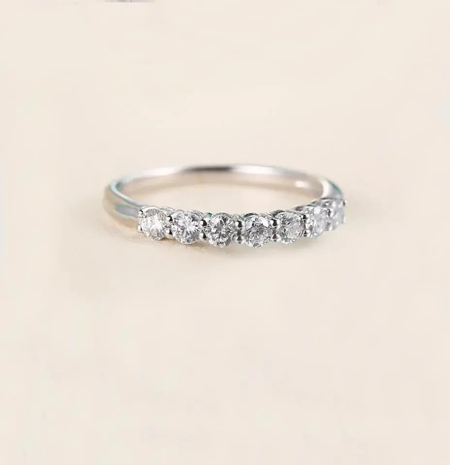 18k White Gold 7 Stone Moissanite Anniversary Ring 0.7ct