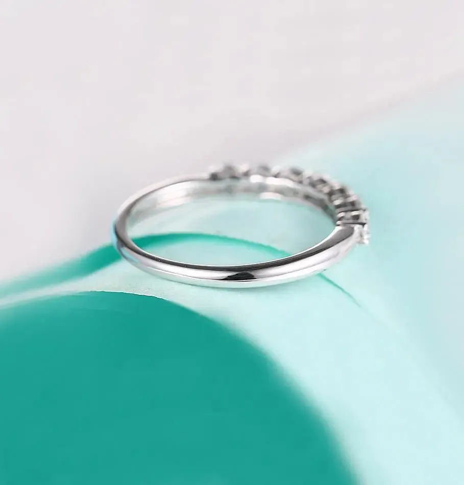18k White Gold 7 Stone Moissanite Anniversary Ring 0.7ct