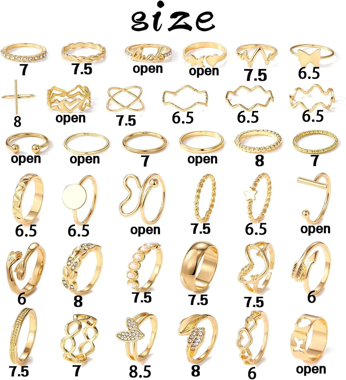19-36 Pcs Gold Boho Knuckle Rings Set for Women, Vintage Stackable Dainty Joint Finger Gold Jewelry Set with Love Pearl and Sparkling Crystals