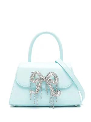 Blue Leather Mini Bow Bag