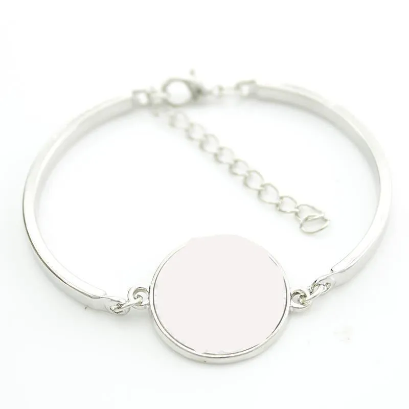 Girls "Little Ballerina" Glass Cabochon Bangle Fashion Bracelet Silver Tone