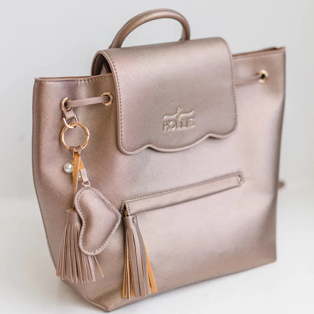 Hollis | Mini Backpack in Metallic Mocha