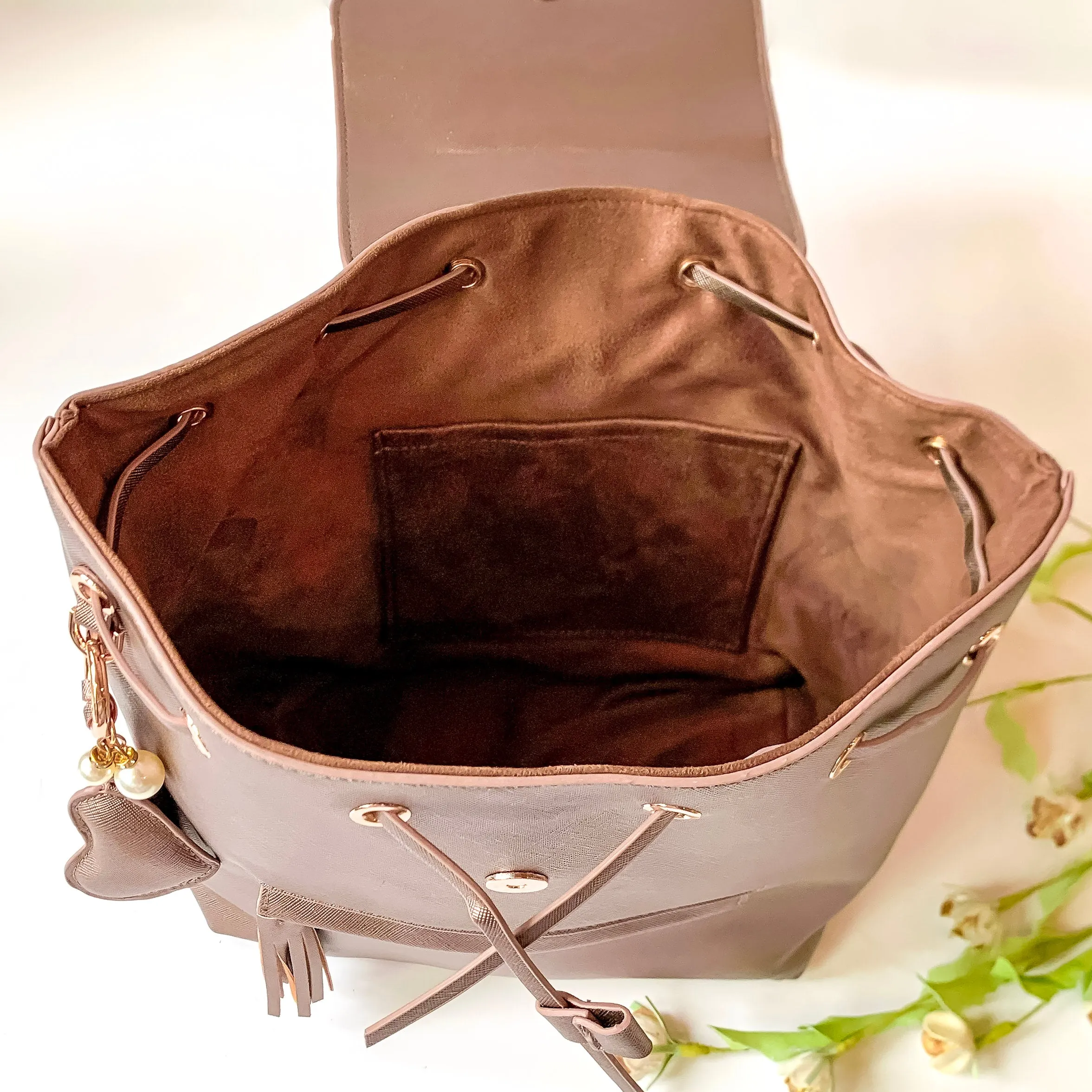 Hollis | Mini Backpack in Metallic Mocha