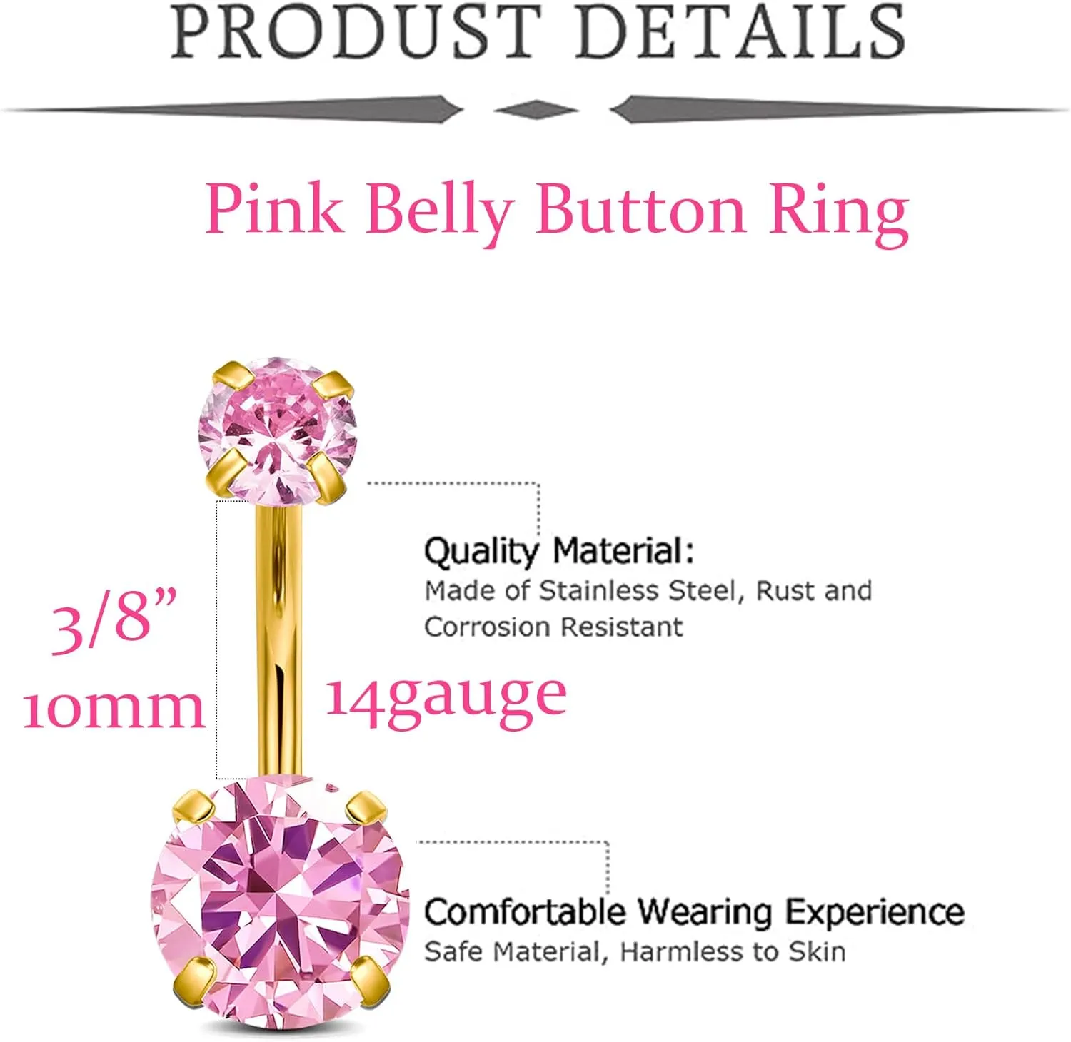 MODRSA Belly Jewellery Piercing - Belly Button Rings with silver & Pink Pearl Navel Opener
