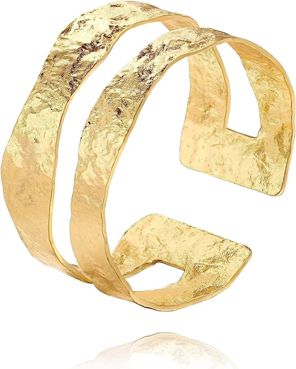 POTESSA 18K Gold Plated Open Bangle Cuff Bracelets Adjustable Dainty Boho Cuff Bangle Bracelets Handemade Jewelry for Women