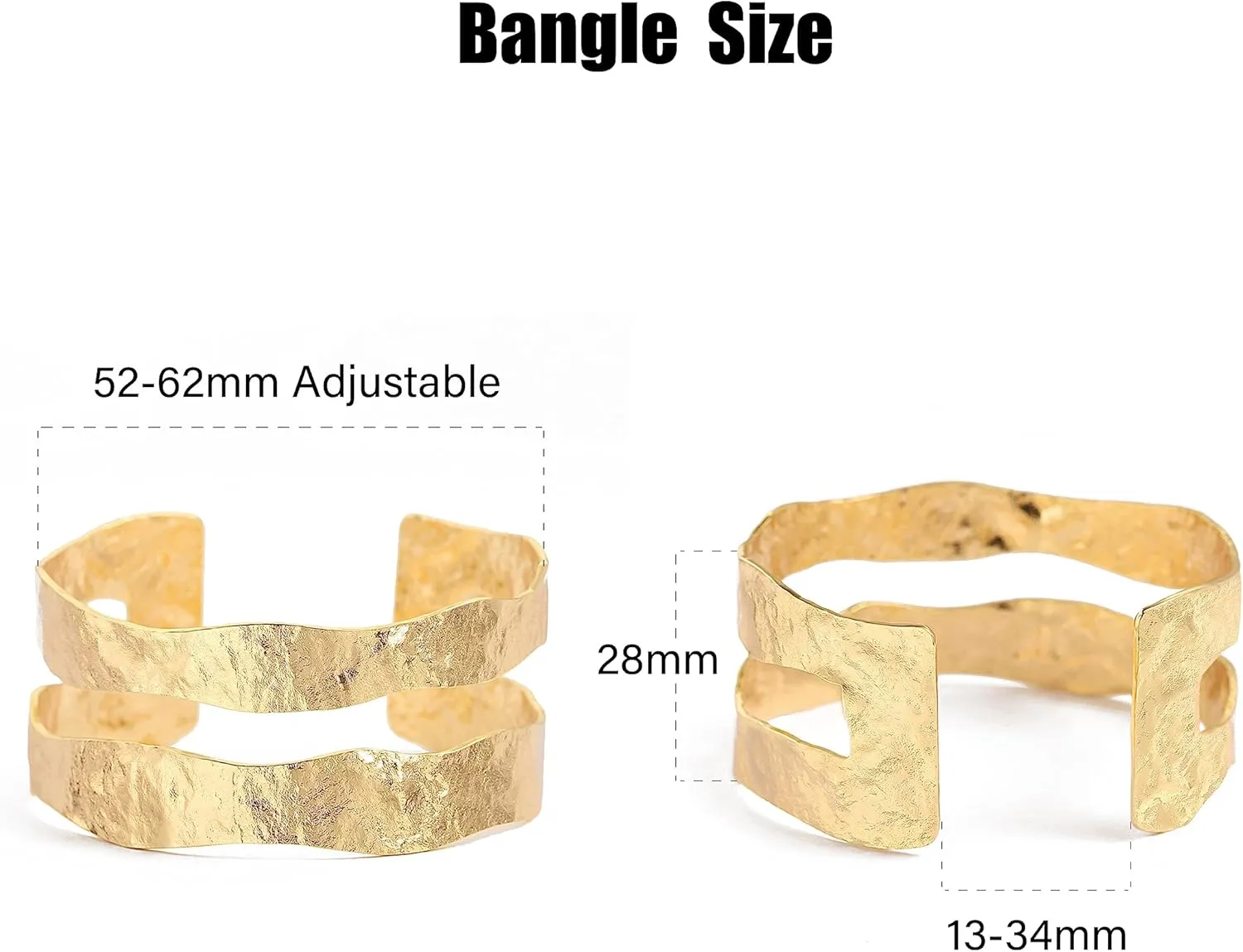 POTESSA 18K Gold Plated Open Bangle Cuff Bracelets Adjustable Dainty Boho Cuff Bangle Bracelets Handemade Jewelry for Women
