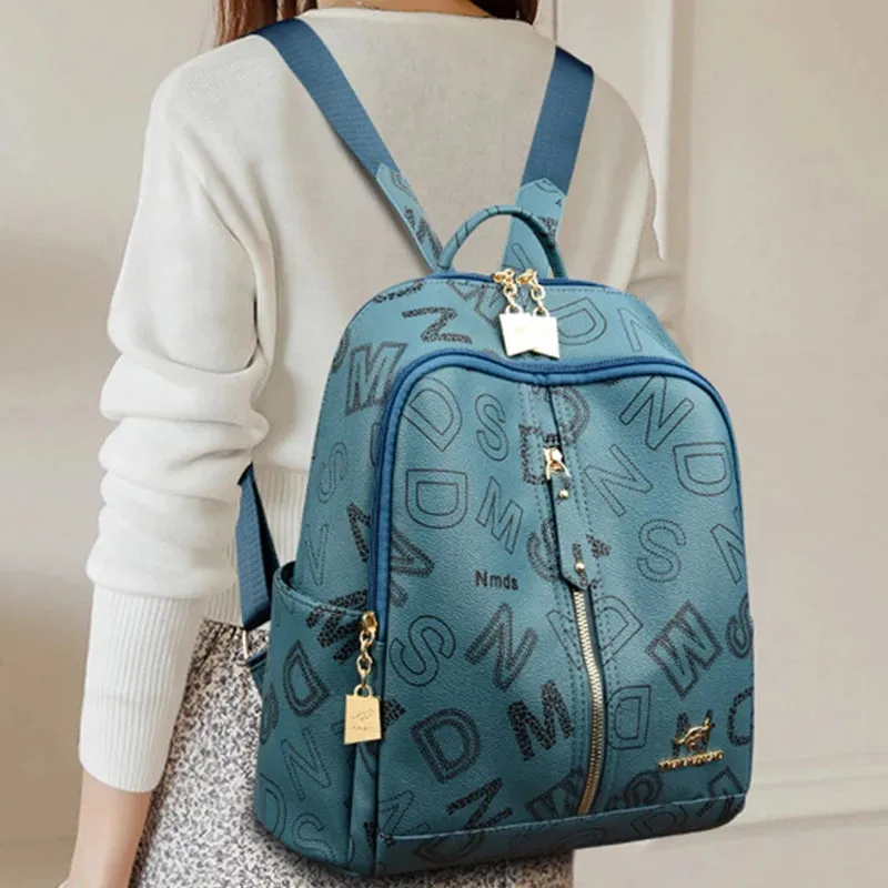 School Bag Printed Letter Backpack
