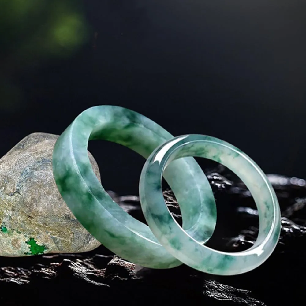 URED Floating Green Jade Bangle Bracelet For Women Narrow Feng Shui Bracelet Good Luck jade Bangle Genuine Healing For Woman Yoga meditation mother gift Birthday good luck