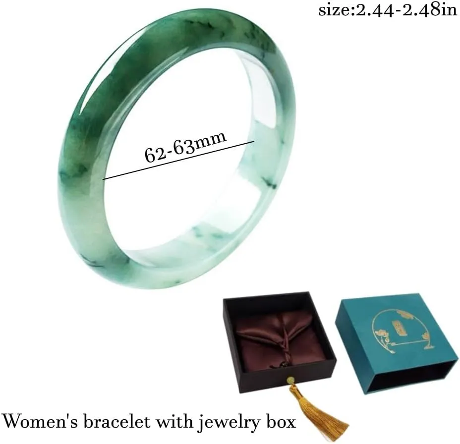 URED Floating Green Jade Bangle Bracelet For Women Narrow Feng Shui Bracelet Good Luck jade Bangle Genuine Healing For Woman Yoga meditation mother gift Birthday good luck