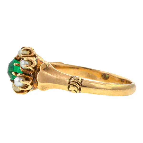 Victorian Emerald & Pearl Ring