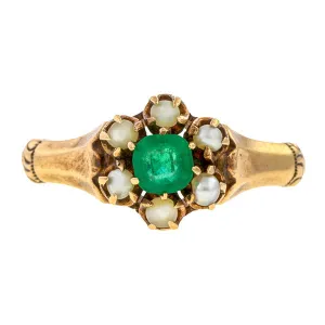 Victorian Emerald & Pearl Ring