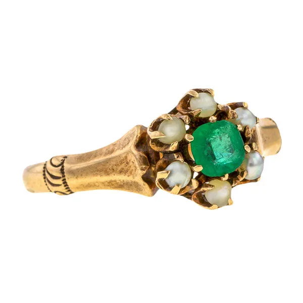 Victorian Emerald & Pearl Ring