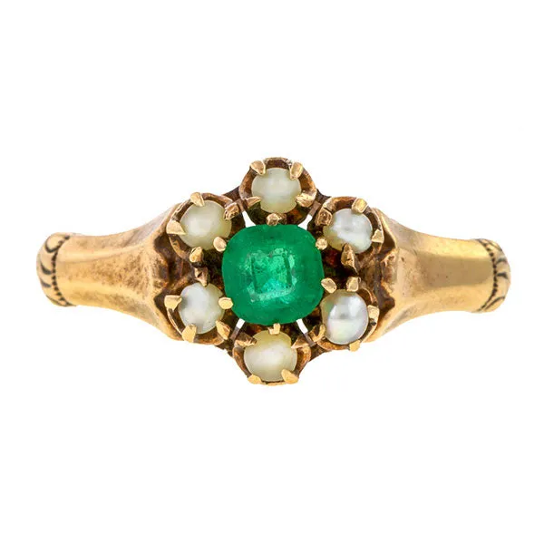 Victorian Emerald & Pearl Ring